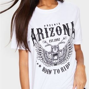 PrettyLittleThing Phoenix Arizona Est 1992 Born To Ride Oversized Motorcycle Tee
